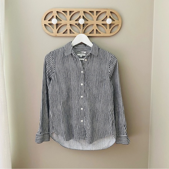 Madewell Striped Button Up Top White/Blue Sz XXS - Picture 1 of 8